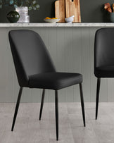Deco black leather dining chair