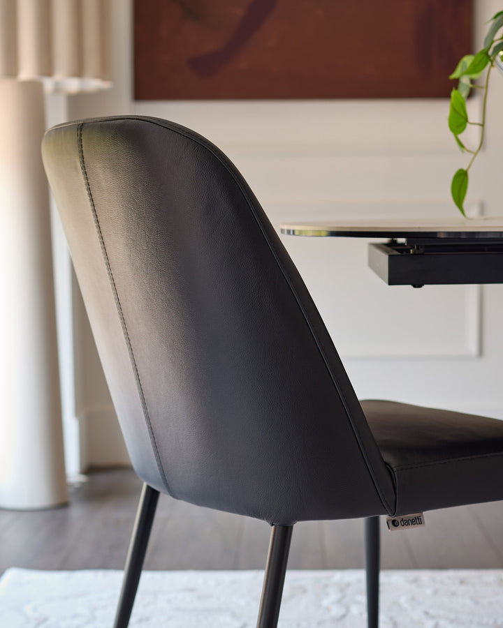 Deco black leather dining chair