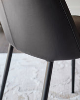 Deco black leather dining chair