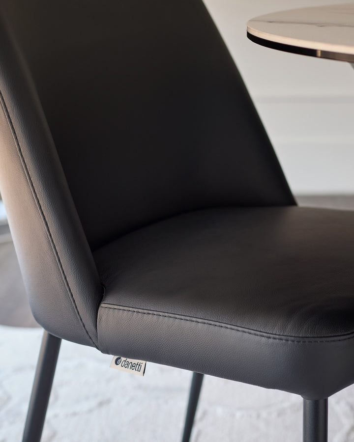 Deco black leather dining chair