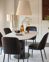 Deco black leather dining chair