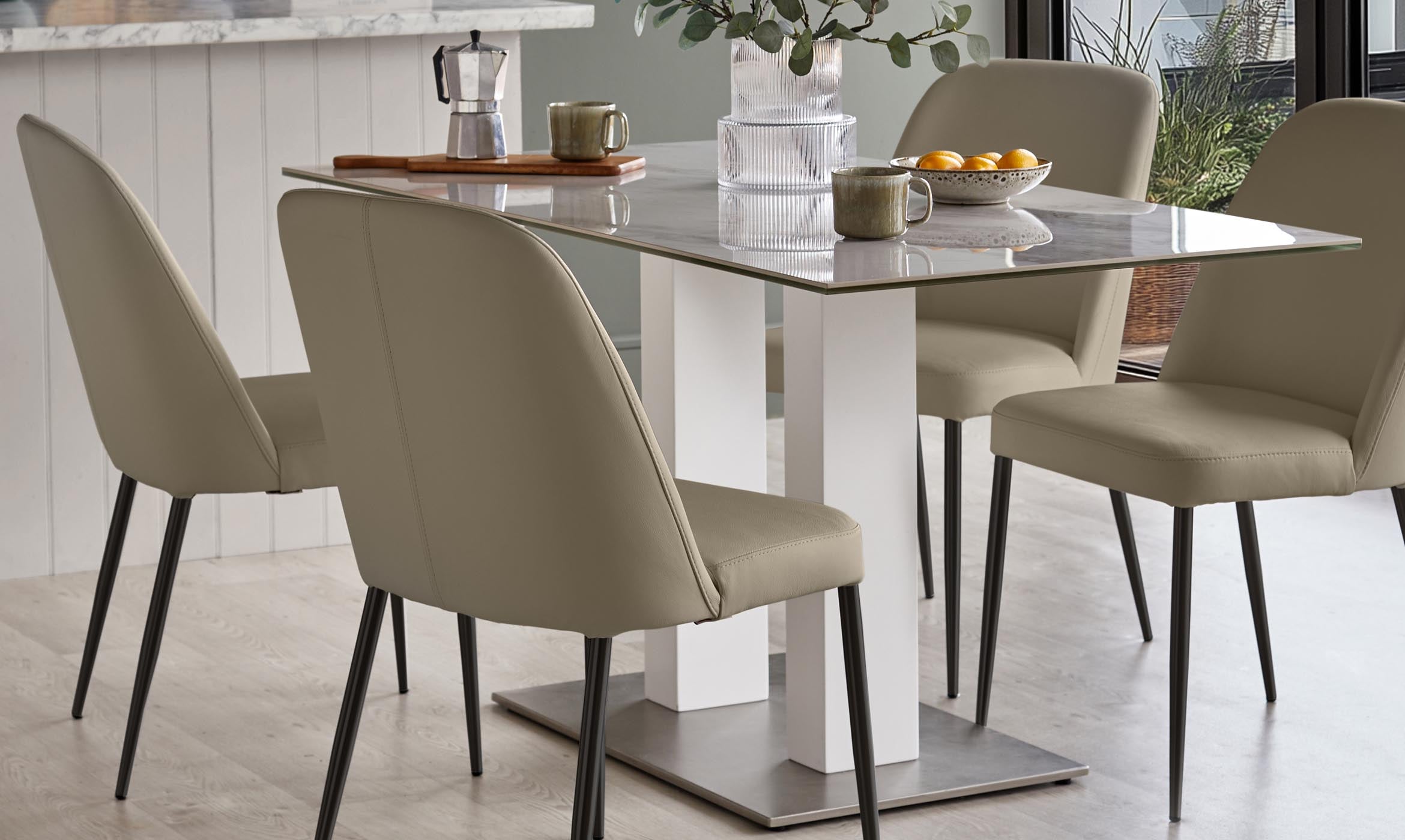 Deco natural leather dining chair