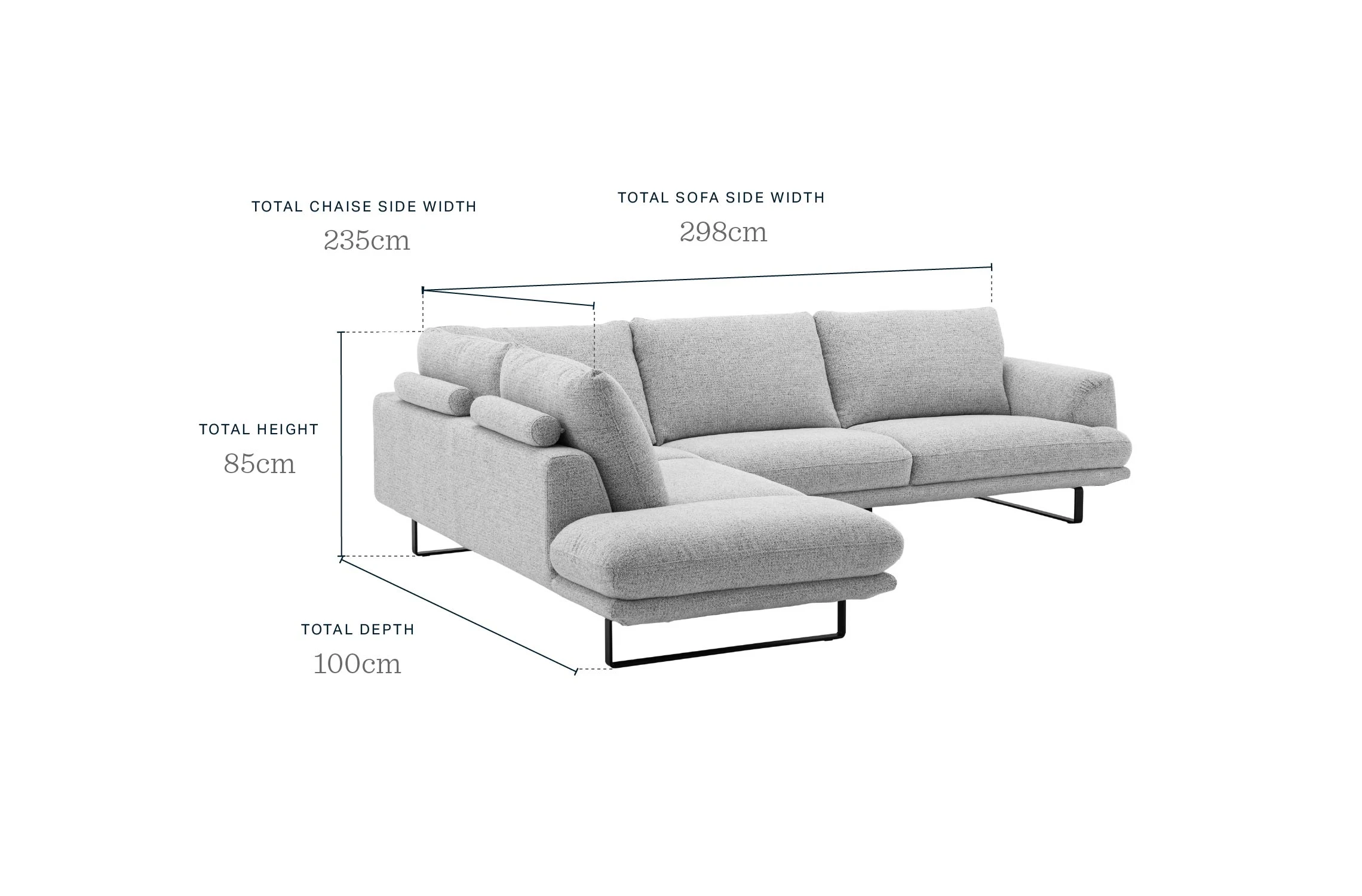 Colette natural fabric left hand corner chaise sofa