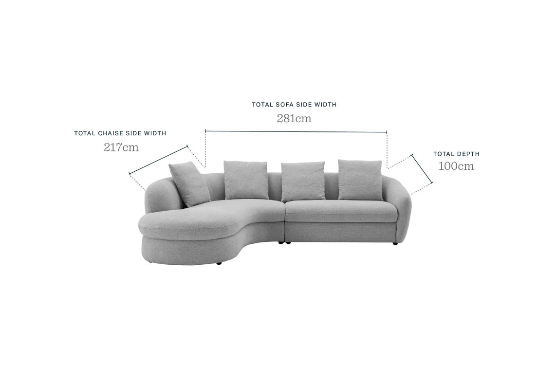 Ottilie natural fabric left hand corner chaise sofa
