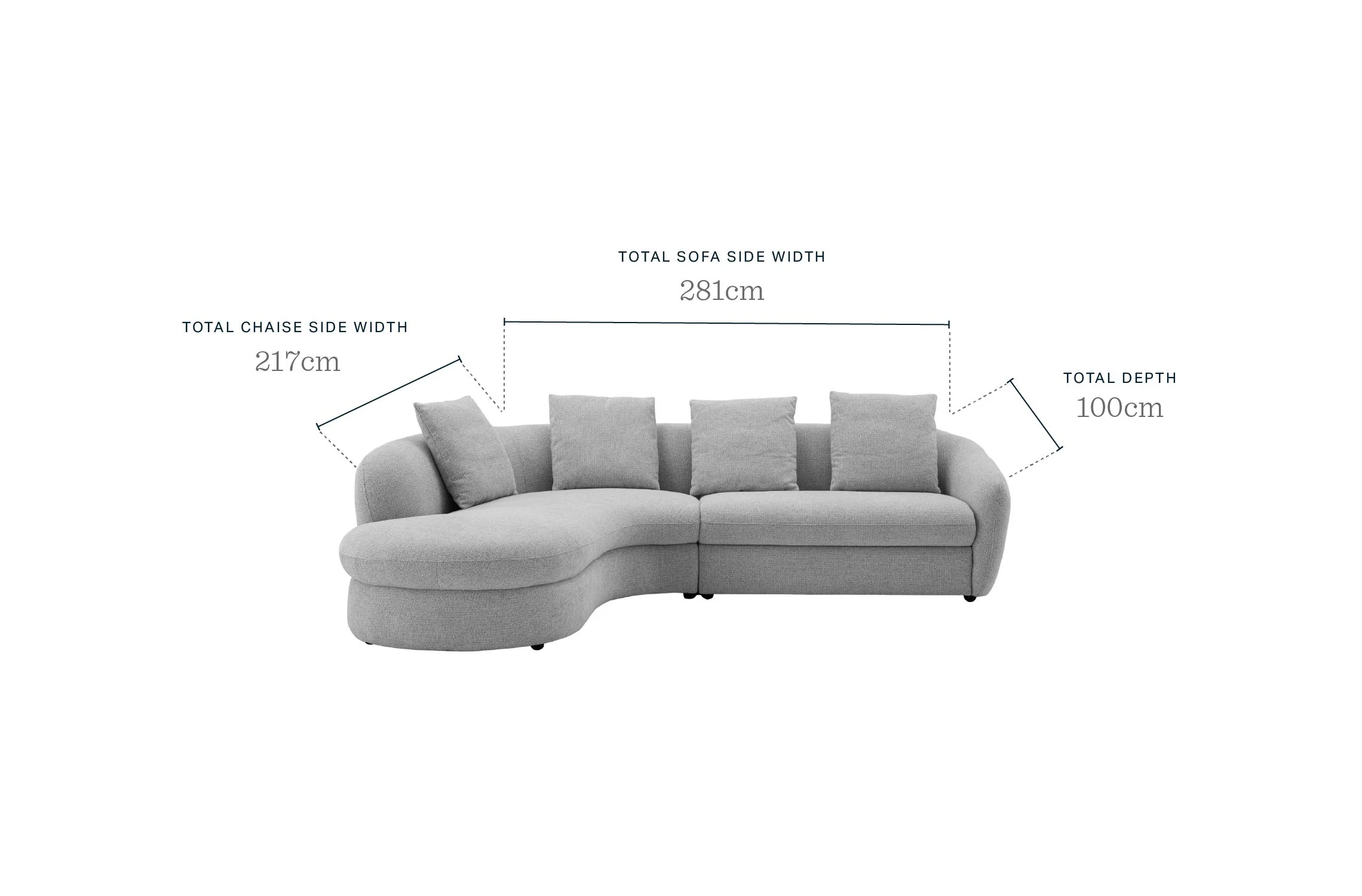 Ottilie natural fabric left hand corner chaise sofa