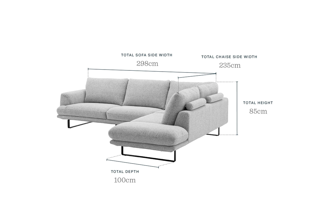 Colette mink chenille right hand corner chaise sofa