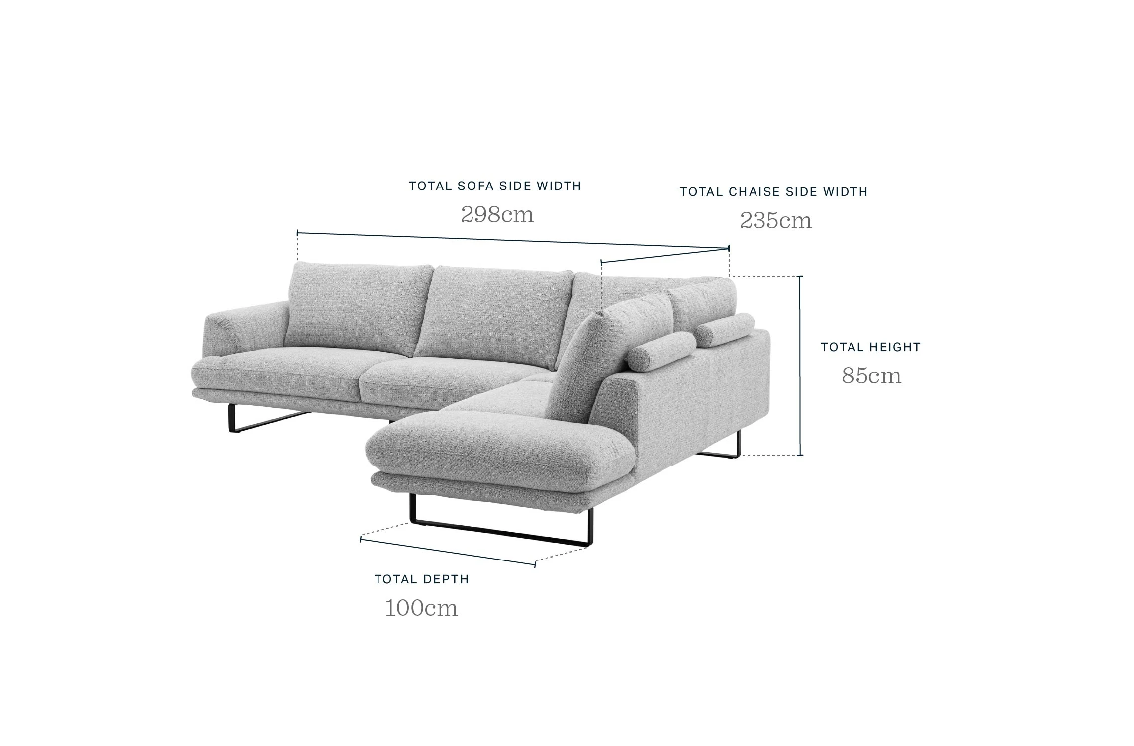 Colette mink chenille right hand corner chaise sofa