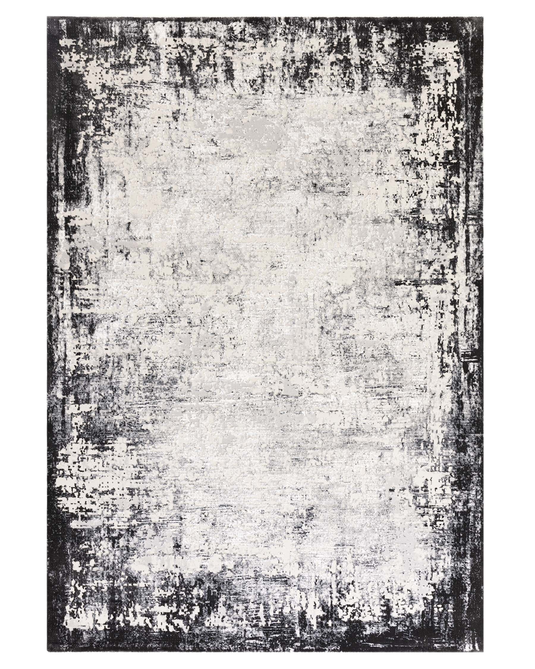 Distressed Grey Rug Distressed Border dark grey textured small rug – Danetti