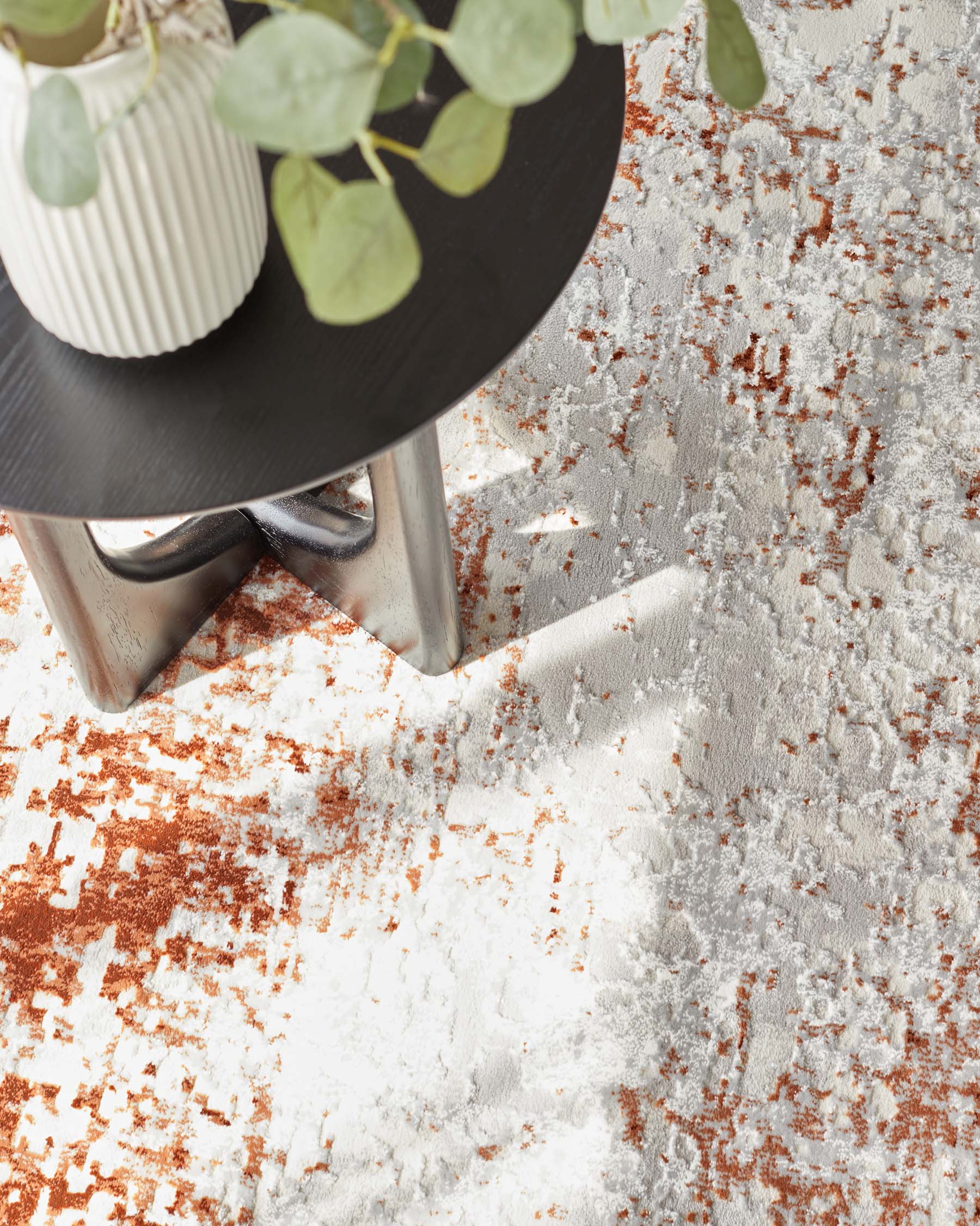 Distressed Border Large Easy Living Textured Rug Rust – Danetti