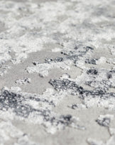 Distressed Border dark grey textured small rug