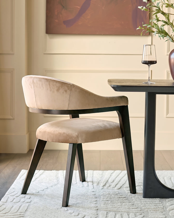 Dylan champagne velvet dining chair