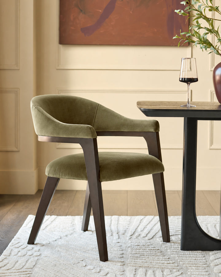 Dylan olive green velvet dining chair