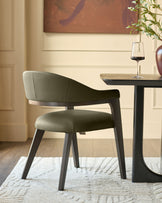 Dylan olive green leather dining chair
