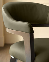 Dylan olive green leather dining chair