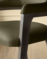 Dylan olive green leather dining chair