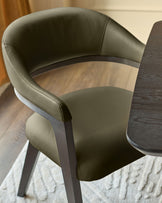 Dylan olive green leather dining chair