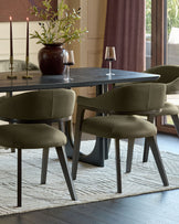 Dylan olive green leather dining chair