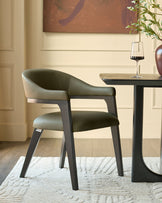 Dylan olive green leather dining chair