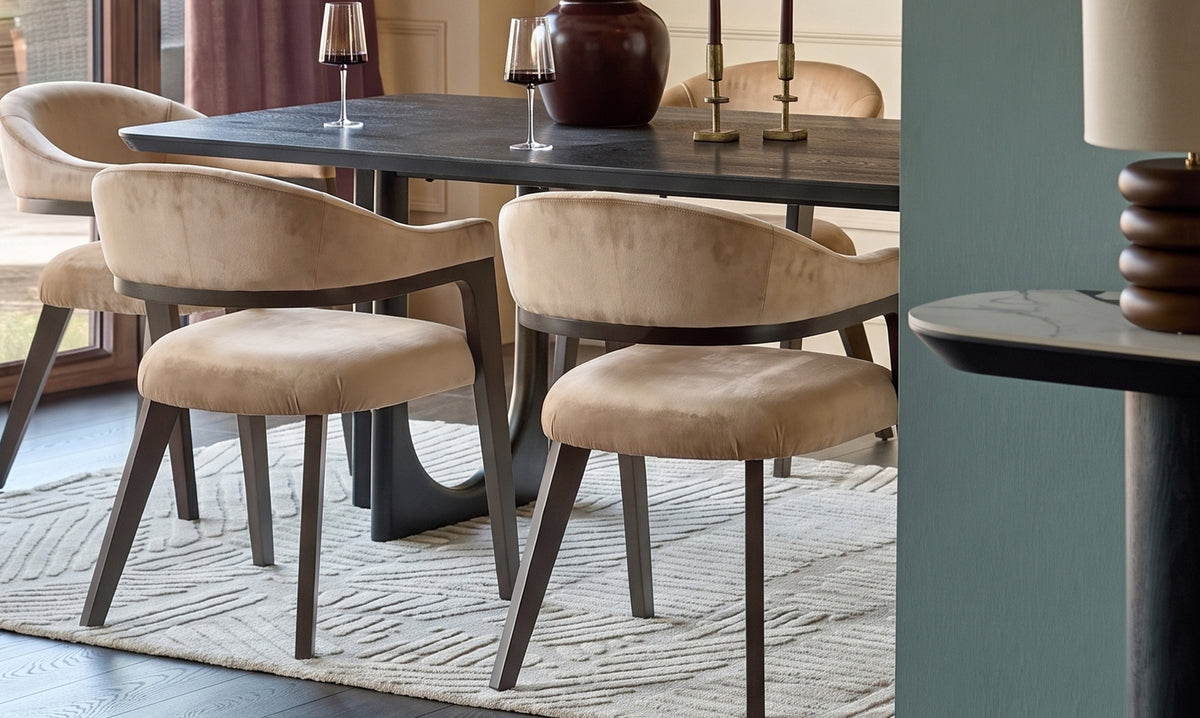 Dylan champagne velvet dining chair