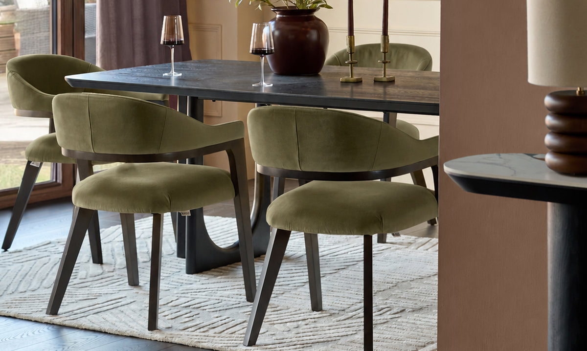 Dylan olive green velvet dining chair
