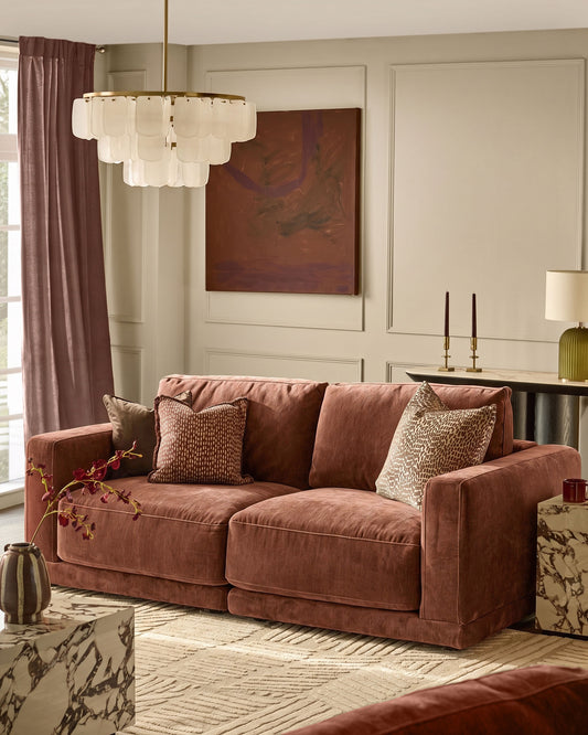 Eden apricot chenille 2 seater sofa