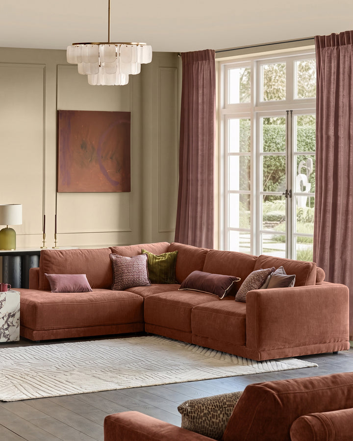 Eden apricot chenille sofa module
