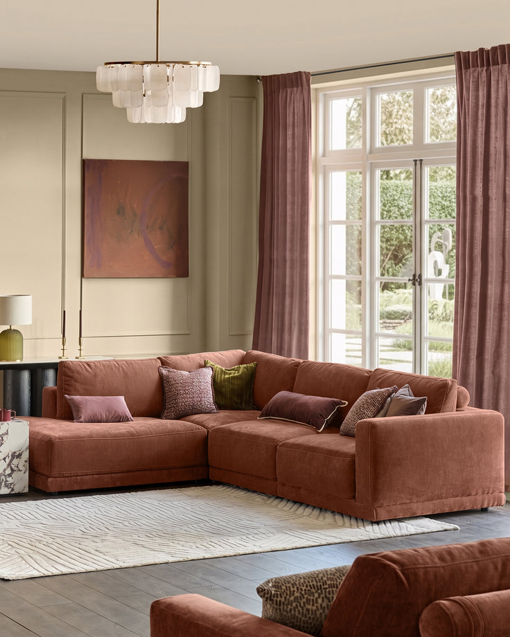 Eden apricot chenille sofa module