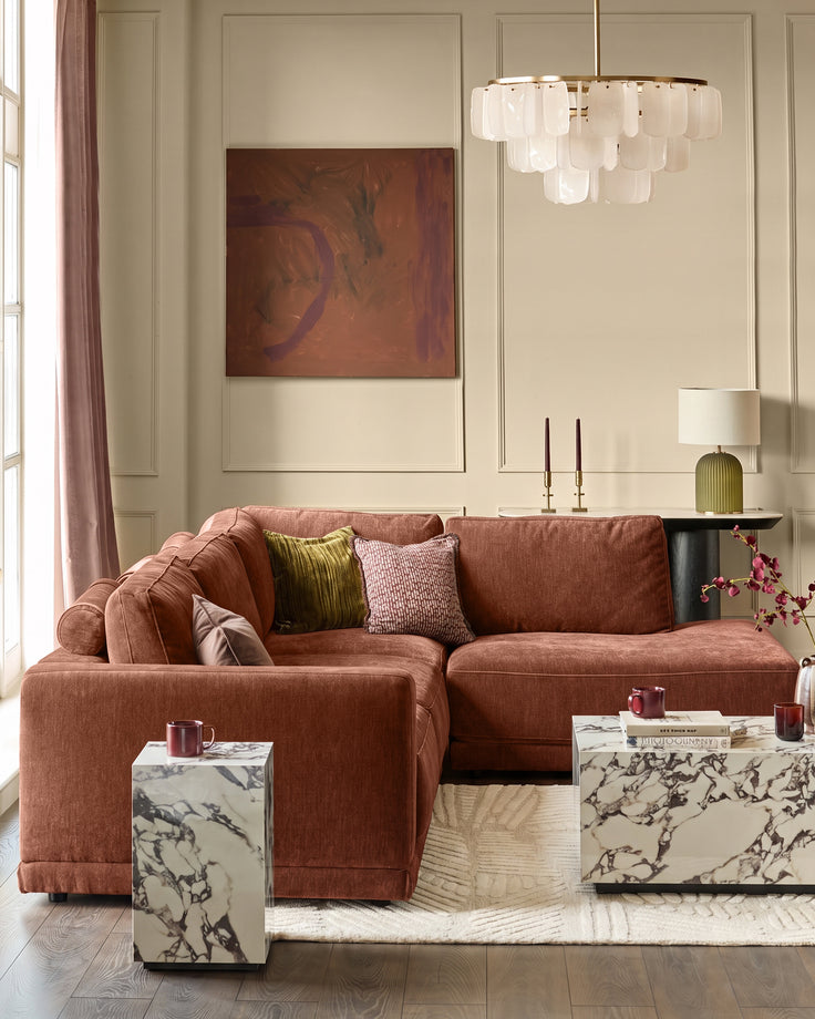 Eden apricot chenille sofa module