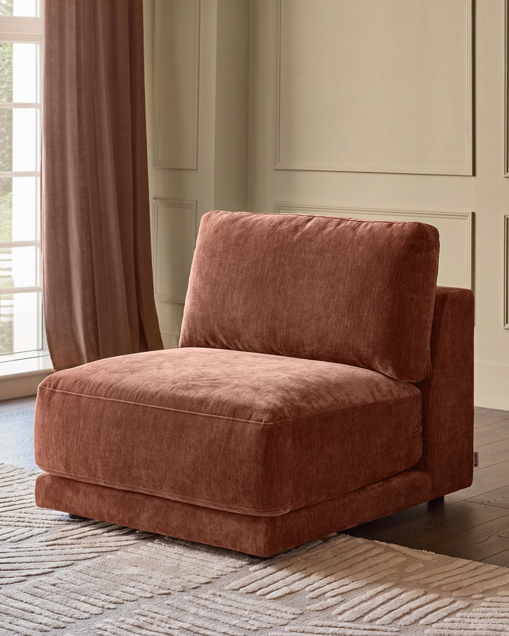 Eden apricot chenille sofa module