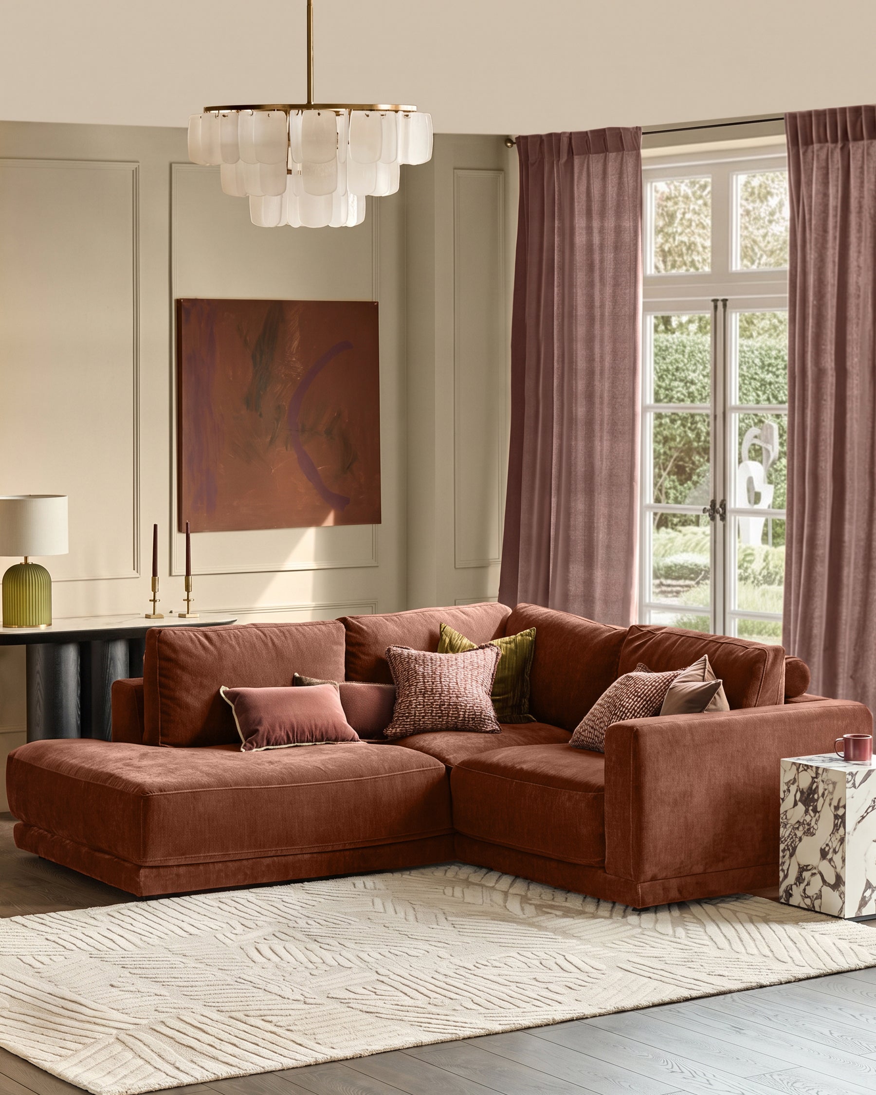 Eden apricot chenille sofa module