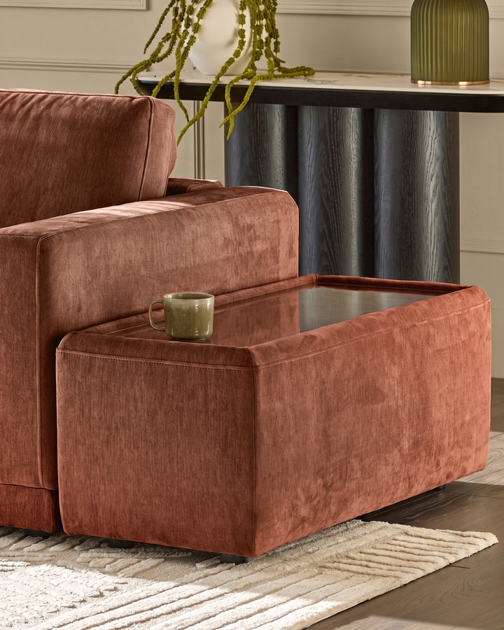 Eden apricot chenille side table module