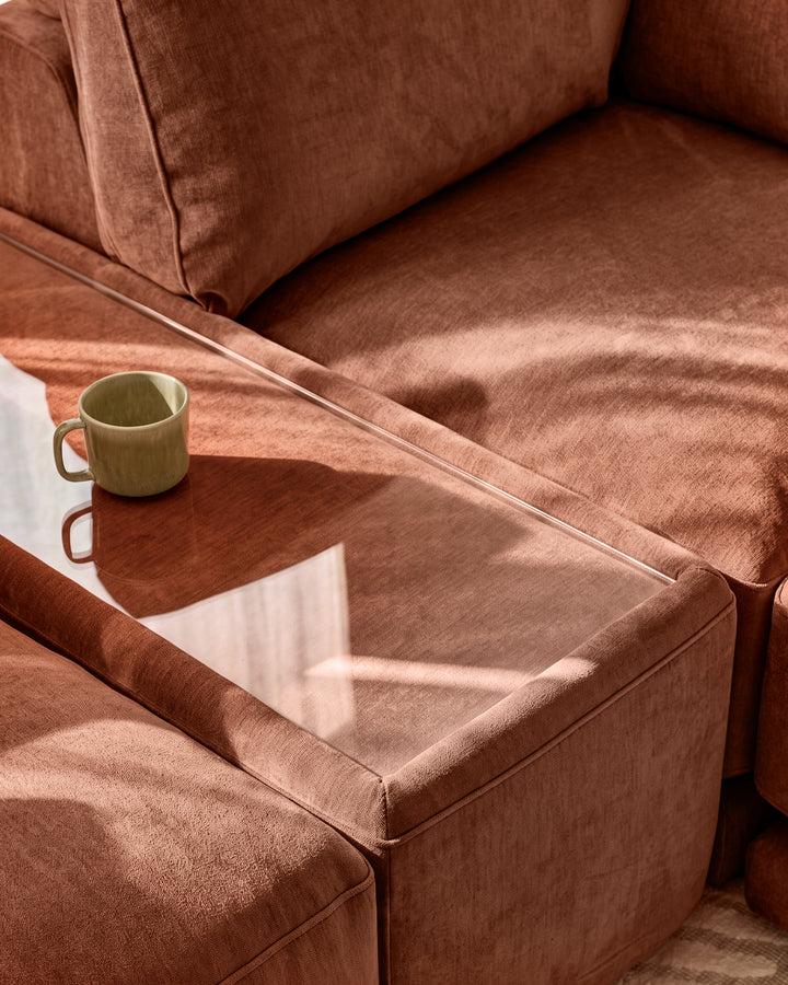 Eden apricot chenille side table module
