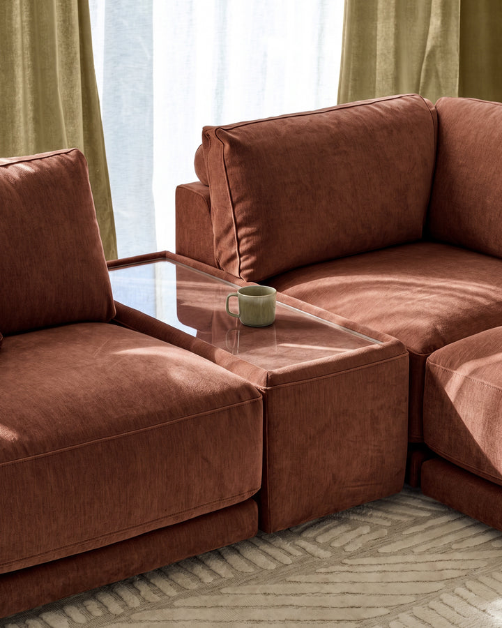 Eden apricot chenille side table module