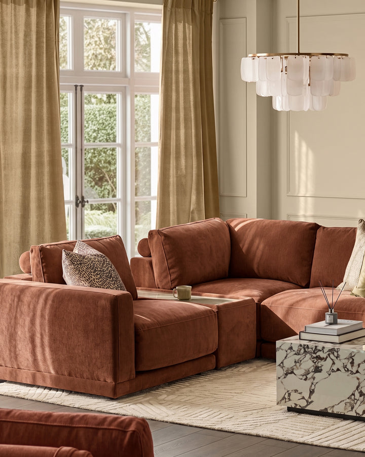 Eden apricot chenille side table module