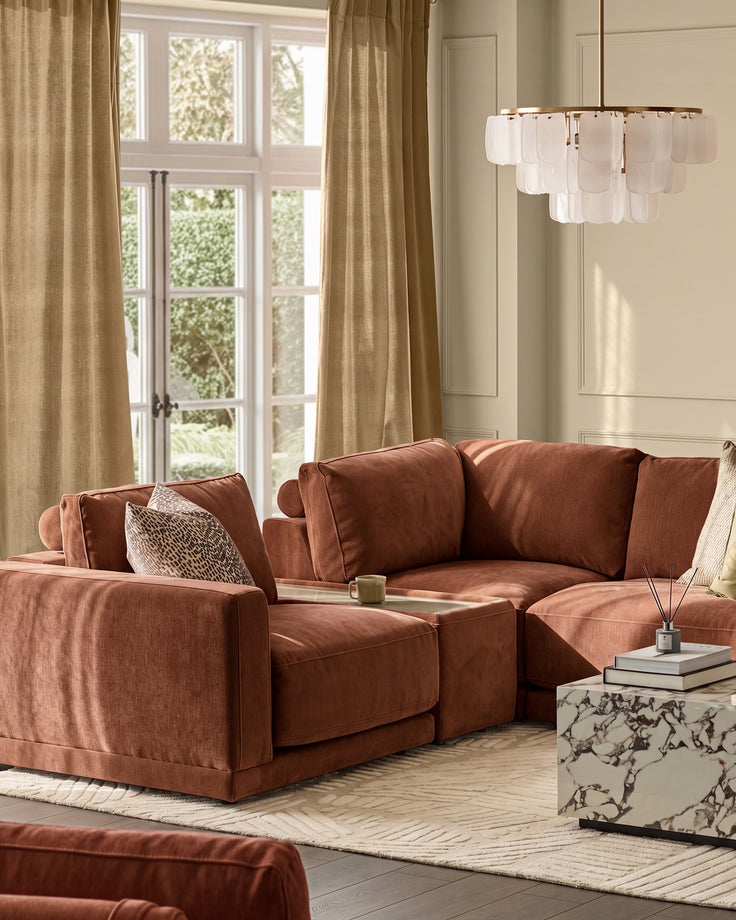 Eden apricot chenille side table module