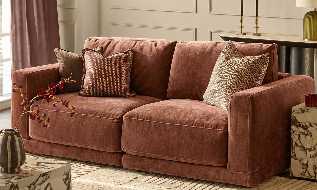 Eden apricot chenille 2 seater sofa