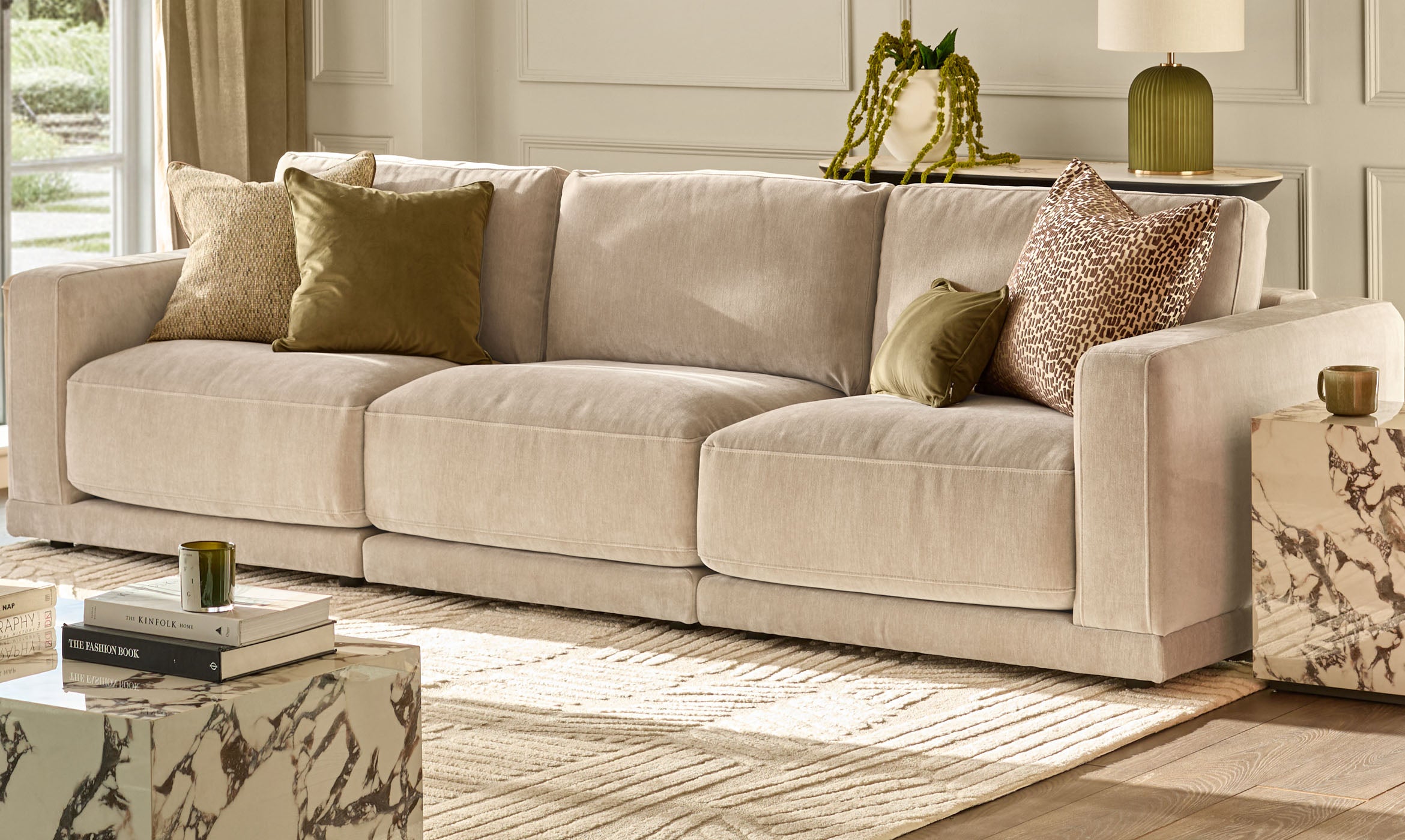 Eden champagne chenille 3 seater sofa
