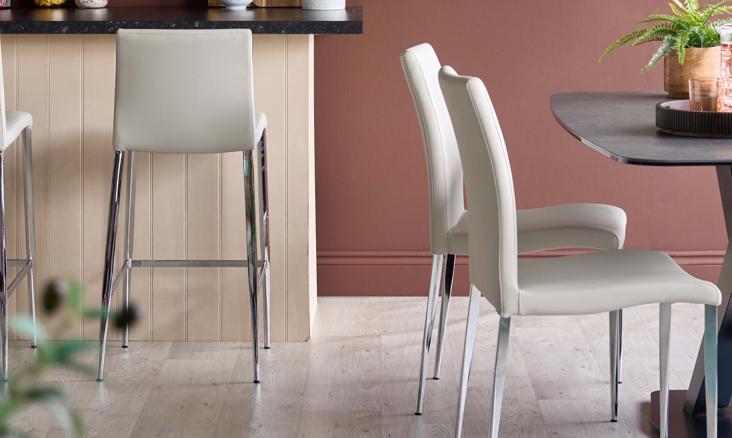 Elise Light Grey Faux Leather Bar Stool