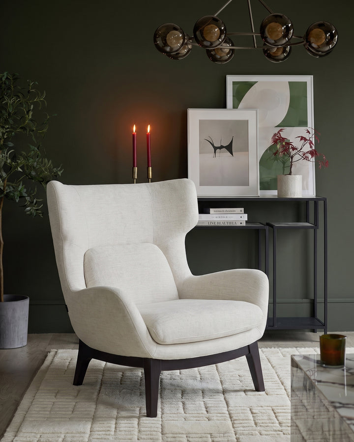 Ellis ivory chenille armchair