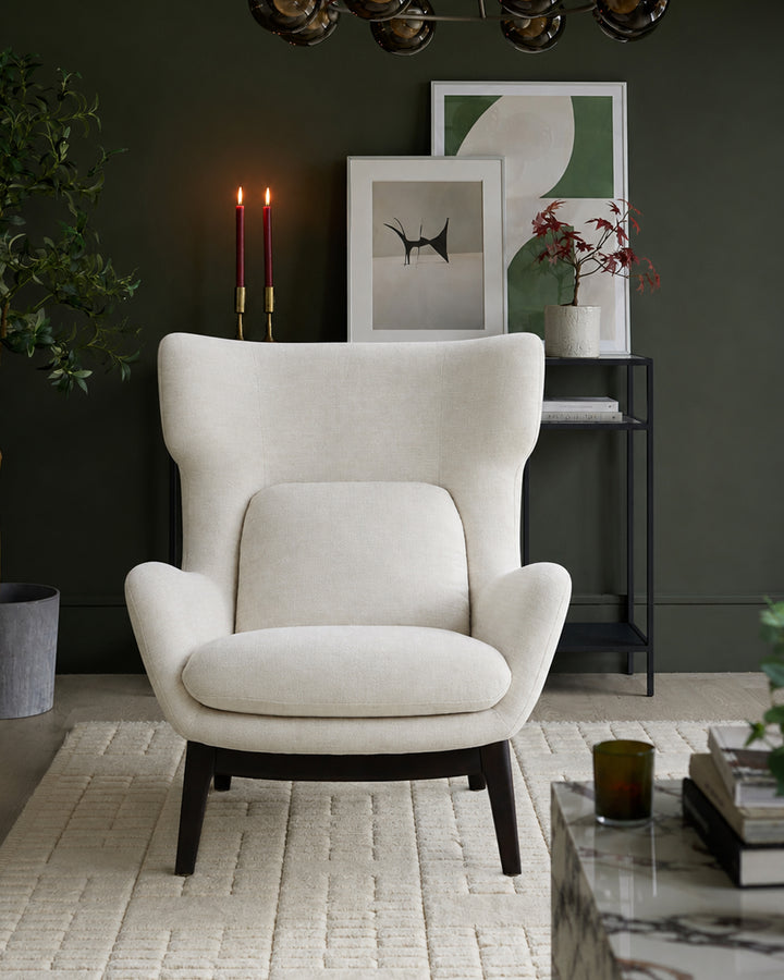 Ellis ivory chenille armchair