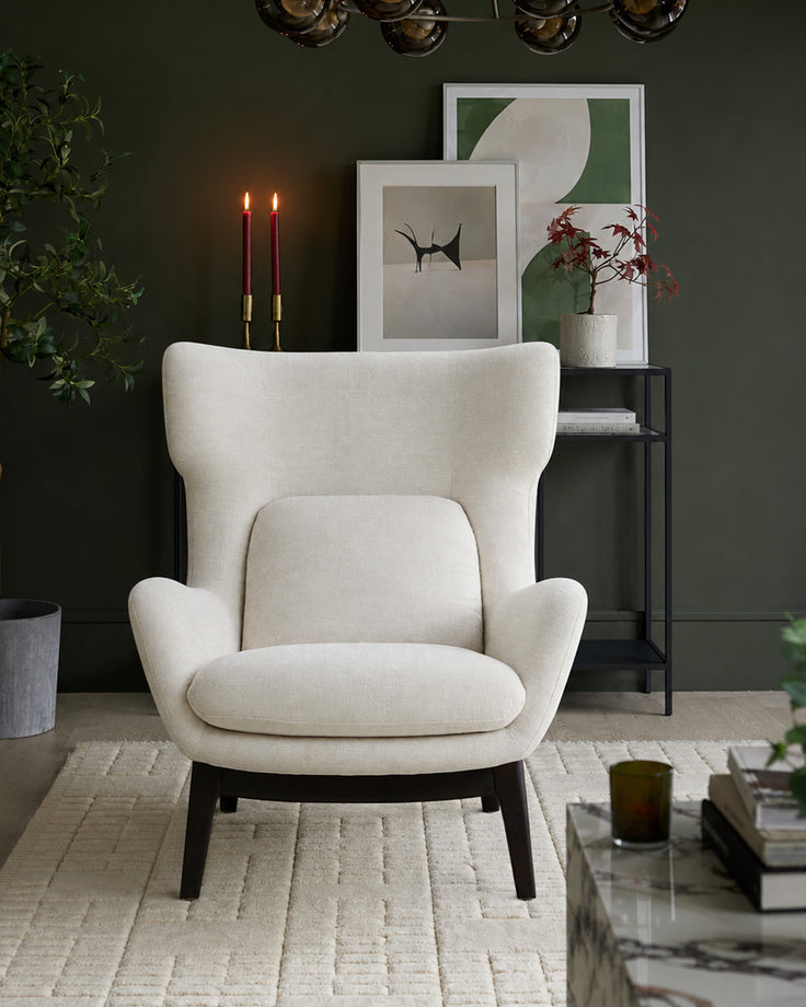 Ellis ivory chenille armchair