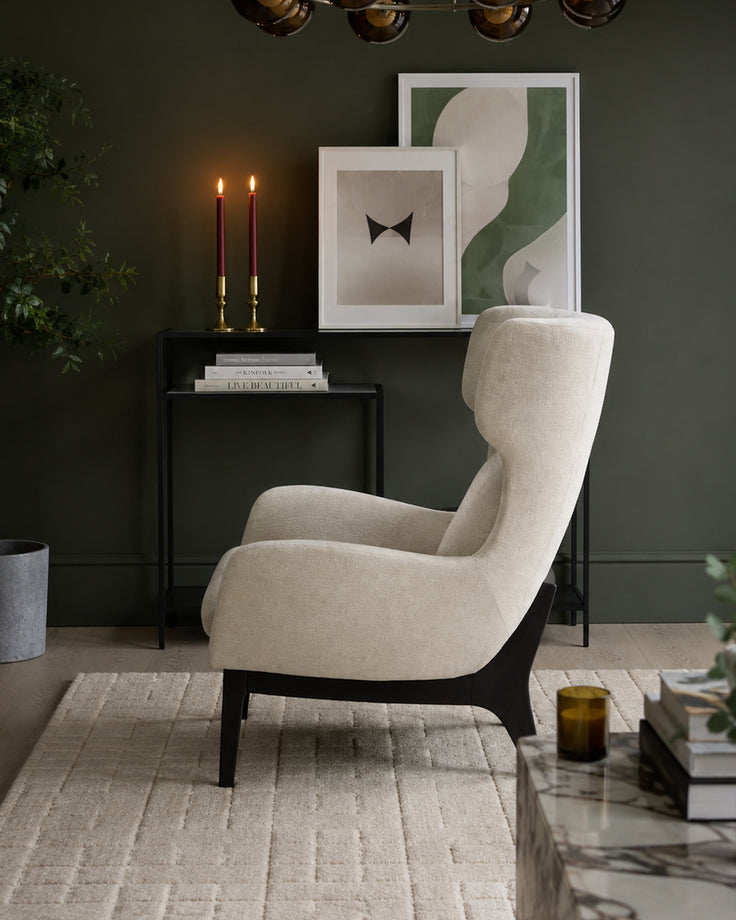 Ellis ivory chenille armchair