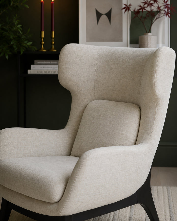 Ellis ivory chenille armchair