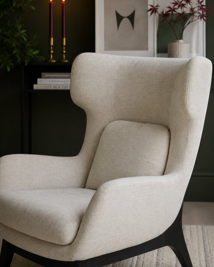 Ellis ivory chenille armchair