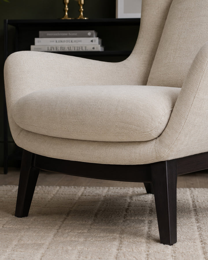 Ellis ivory chenille armchair