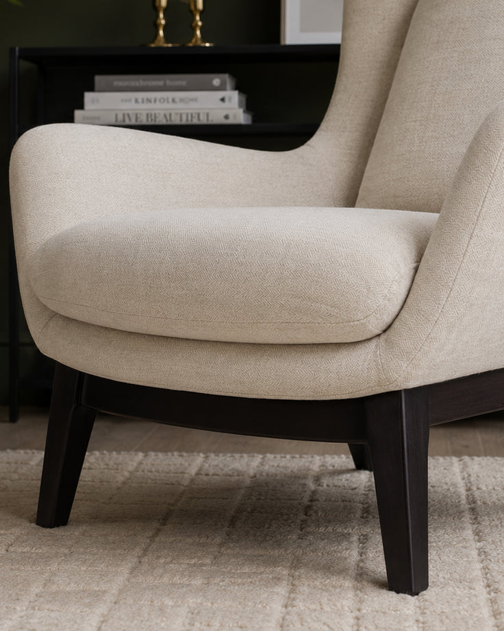 Ellis ivory chenille armchair