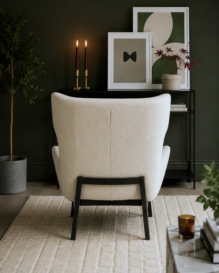 Ellis ivory chenille armchair