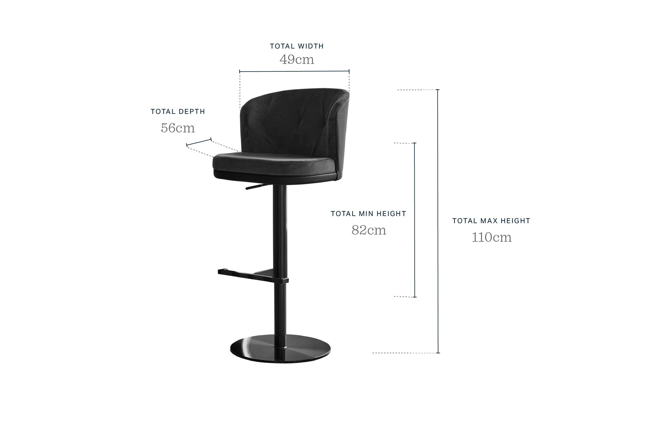 Elodie olive green velvet and black faux leather gas lift bar stool