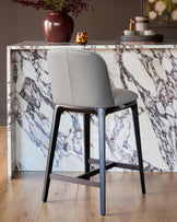 Emerson light and dark grey leather bar stool