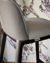 Emerson light and dark grey leather bar stool